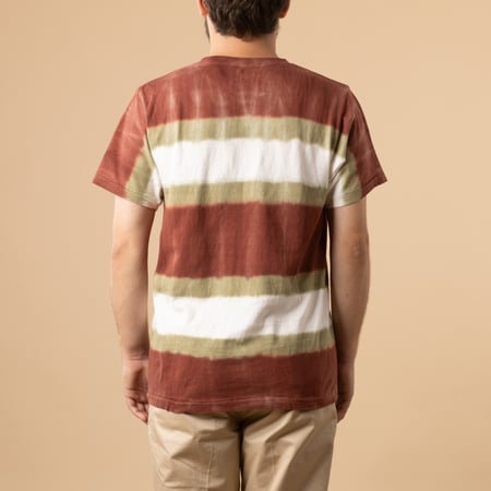 Short Sleeve Tie Dye Border Tee Brick/Khaki