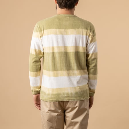 Long Sleeve Tie Dye Border Tee Beige/Khaki