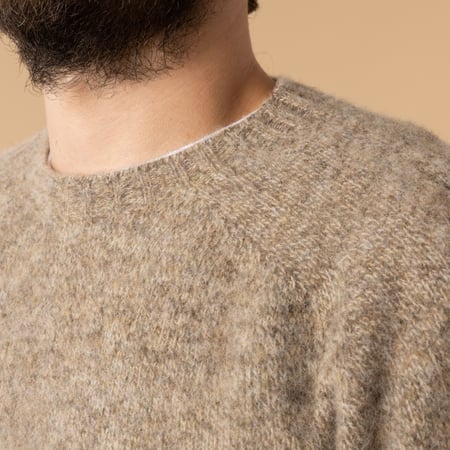 brown mushroom-colored shaggy sweater from HARLEY OF SCOTLAND