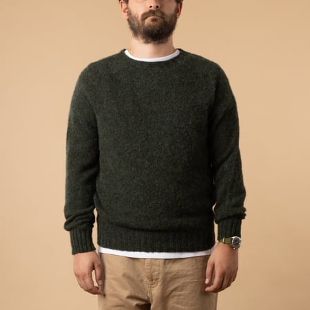 HARLEY OF SCOTLAND X FLÂNEURS / Shaggy Crew Neck Evergreen