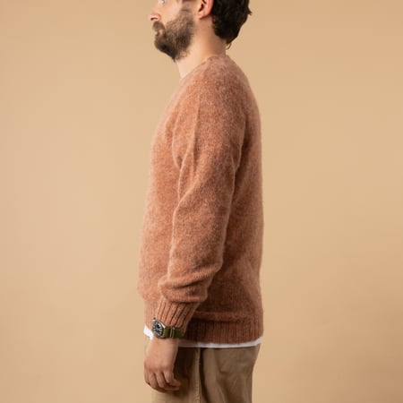HARLEY OF SCOTLAND X FLANEURS / Shaggy Crew Neck in Sandalwood