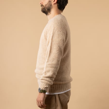 Harley of Scotland Tusk-colored shaggy sweater with side detail