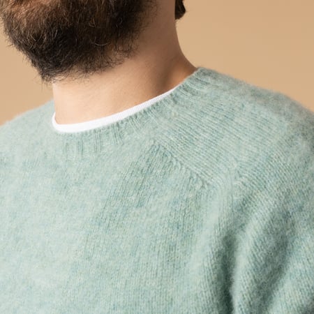 HARLEY OF SCOTLAND shaggy sweater in Fauna color up close