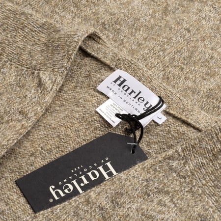 cardigan Harley of Scotland flâneurs couleur mushroom tag