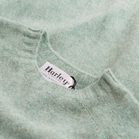 HARLEY OF SCOTLAND Shaggy Crew Neck Ugie Pearl Sweater - Closeup View