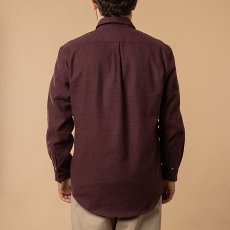 Portuguese Flannel Teca Shirt in Bordeaux color, back view