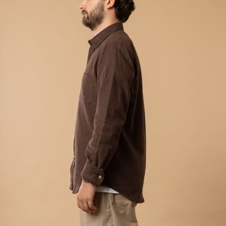 Portuguese Flannel Teca Shirt in Brown color, profile view
