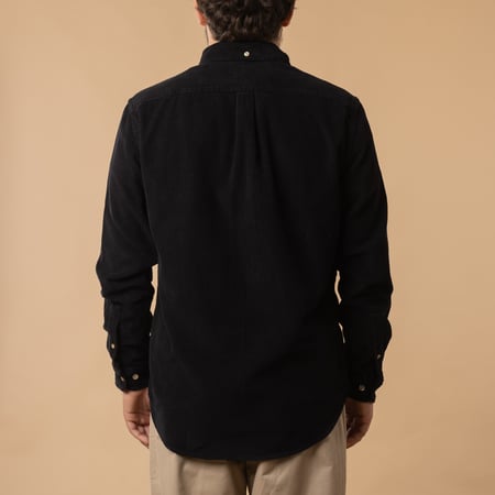 Portuguese Flannel Lobo cotton shirt in Black, back view