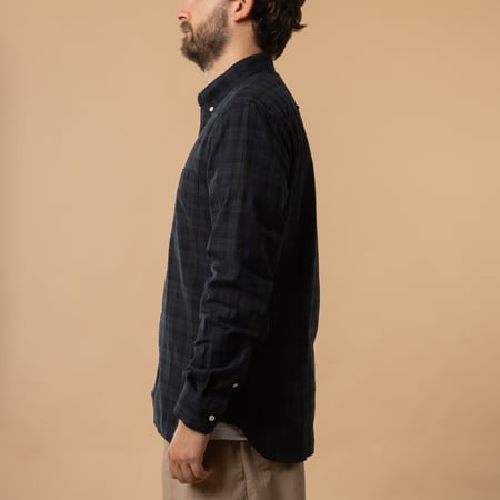 BEAMS PLUS cotton shirt / BD Oxford Shirt Indigo Black Watch tartan profile