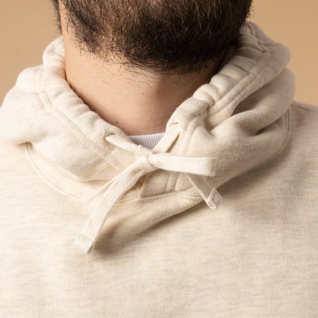 Sweat à capuche manche longue BEAMS PLUS Sweat Pullover Hoodie Raised Back couleur Oatmeal detail col