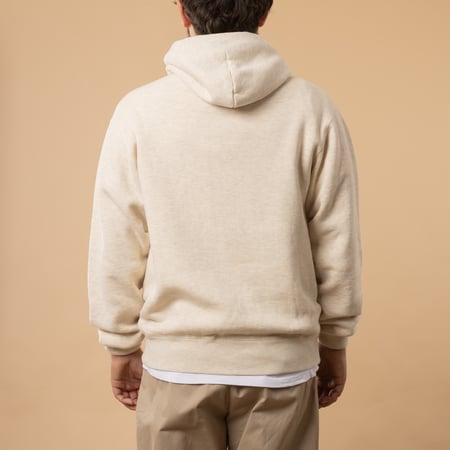 Sweat à capuche manche longue BEAMS PLUS Sweat Pullover Hoodie Raised Back couleur Oatmeal de dos