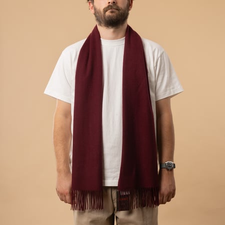 écharpe en cachemire BEAMS PLUS Cashmere Scarf Solid couleur Burgundy de face