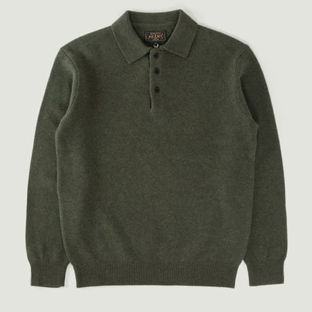 Vignettes-BEAMS-PLUS-flâneurs-pull-Knit-Polo-9G-Green