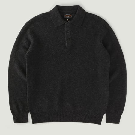 Vignettes-BEAMS-PLUS-flâneurs-pull-Knit-Polo-9G-Charcoal