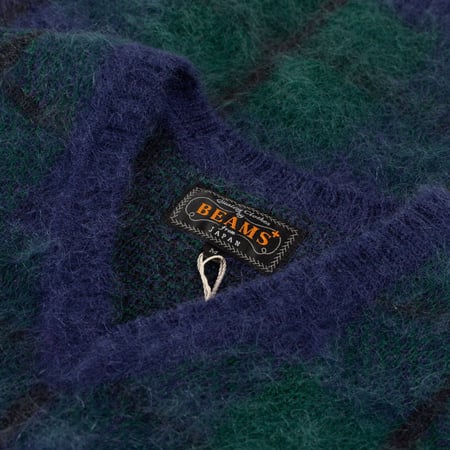Beams Plus FW24 Mohair Navy Label Sleeveless Vest Flâneurs