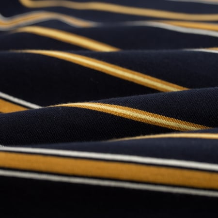 Beams Plus FW24 Flâneurs-Pocket Tee Shirt Multi Stripe Navy Closeup
