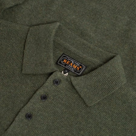 Beams Plus FW24 Knit Polo Collar Sweater 9G Green Label