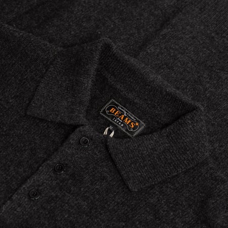 Beams Plus fw24 flâneurs-Knit pull col Polo 9G charcoal label