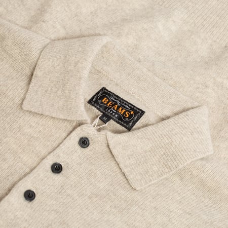 Beams Plus FW24 Flâneurs-Knit Polo Collar Sweater 9G Beige Label