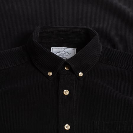 PORTUGUESE FLANNEL - Lobo Black Velvet Shirt - Flaneurs Collection