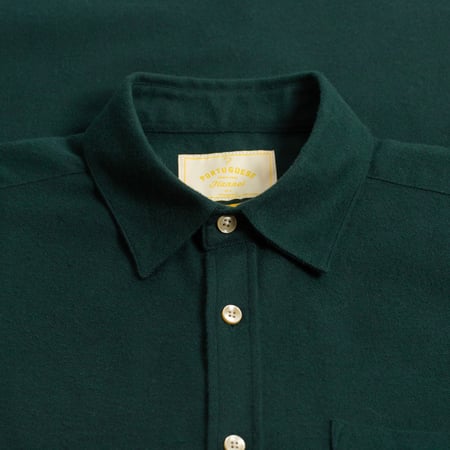 Velvet Collar Shirt - Flâneurs - PORTUGUESE FLANNEL Teca Shirt Green