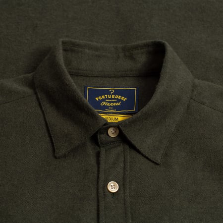 velvet shirt - loafers - PORTUGUESE FLANNEL Teca Shirt in Moss Green color