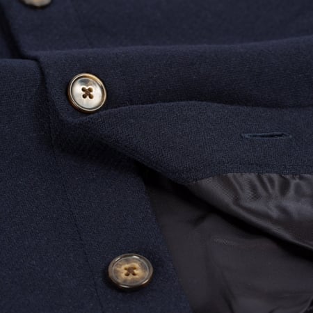 PORTUGUESE FLANNEL - Flaneurs Vignette - Wool Field Overshirt - Navy - Fabric and Lining