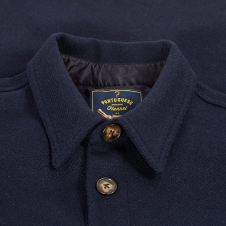 Portuguese Flannel Flaneurs Vignette Wool Field Overshirt - Navy Color