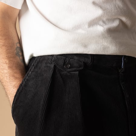 2 Pleats Corduroy Trousers Charcoal Grey