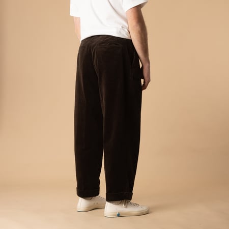 2 Pleats Corduroy Trousers Dark Brown