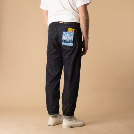 NAKED & FAMOUS Jeans - EasyGuy Blue Wave Selvedge Cut - Back View