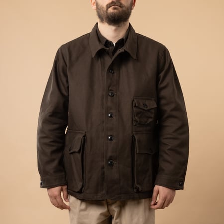 flâneurs-FOB-FACTORY-F2448-Heavy-Cotton-Twill-Hunting-Jacket-Black-de-face