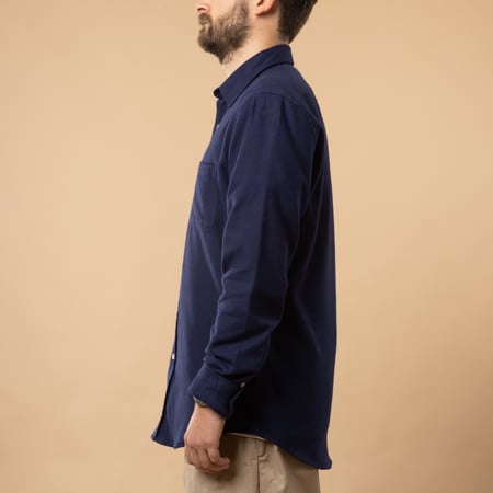 Shirt - Loafers - PORTUGUESE FLANNEL - Teca Shirt - Navy - Side Profile