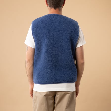 flâneurs-COLDBREAKER-sleeveless-wool-jacket-Pepitko-Ultralight-Blue-Blue-back view