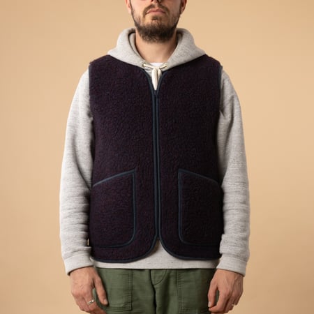 flâneurs-COLDBREAKER-sleeveless wool jacket-Pepitko Vest Plum-front closed