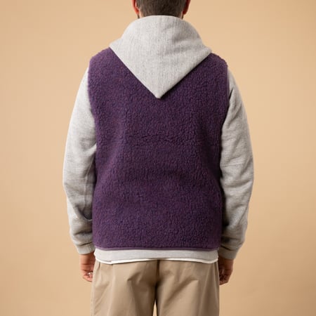 flâneurs-COLDBREAKER-sleeveless-wool-jacket-Pepitko-Vest-Violet-back view
