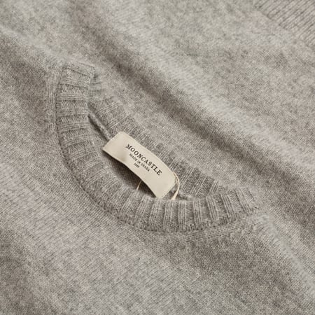 Mooncastle Japanese Sweater - Wool and Cashmere - Round Neck Light Grey