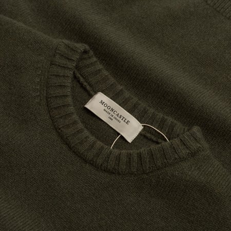 Mooncastle Japanese Sweater - Wool and Cashmere - Round Neck Moss Green
