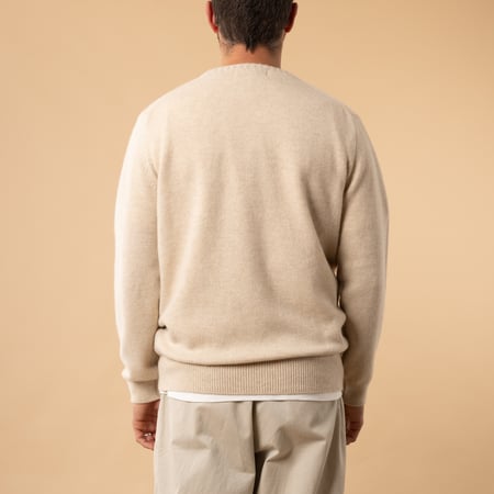flâneurs-Mooncastle-Japanese-Sweater-Wool-and-Cashmere-Round-Neck-Natural-Back View