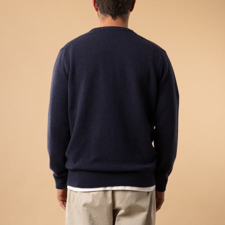 Flâneurs-Mooncastle-Japanese Sweater-Wool and Cashmere-Round Neck-Plum-Back View