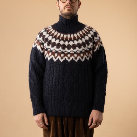 BATONER Nordic Mohair Turtleneck Sweater Front View