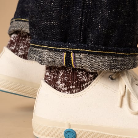 Oni Denim Kasuri worn-selvedge ID images