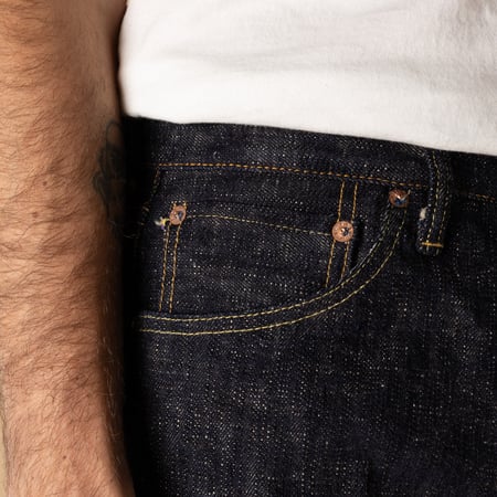Oni Denim Kasuri worn-out coin pocket images