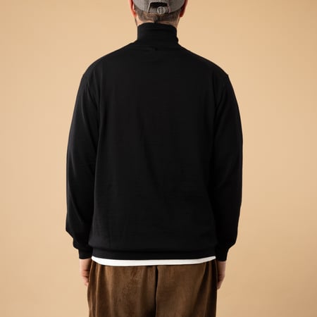 Batoner Essential High Gauge Turtleneck in Black - Back View