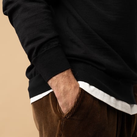 Batoner Essential High Gauge Turtleneck Black Sleeve Detail Sweater