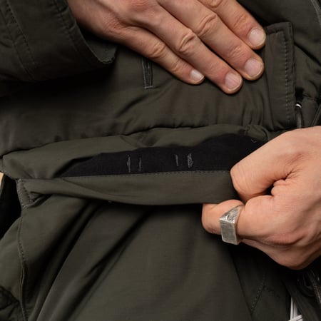 Frizmworks Karakoram Down Parka Dark Green - pocket detail