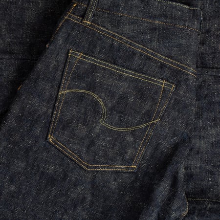 ONI DENIM 288-Kasuri 17oz Regular Straight Denim Jeans with Pocket Embroidery
