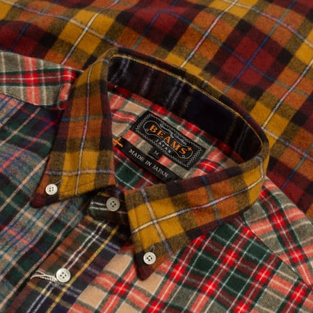 BEAMS PLUS / B.D. Check Panel Mustard_détail_col