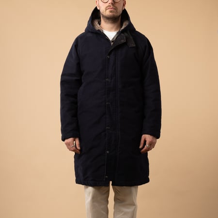 flâneurs FOB FACTORY Parka F2450 Moleskin Navy de face fermé