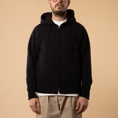 flâneurs-sweat-zippé-Jackman-noir Nap Sweat Parka Black de face